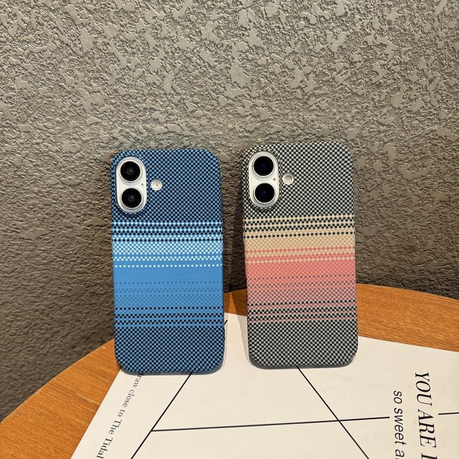Carbon Fiber Kevlar Texture Hard Plastic Case For iPhone 14 15 11 12 13 16 Pro Max Plus Shockproof Protective Cover Fundas