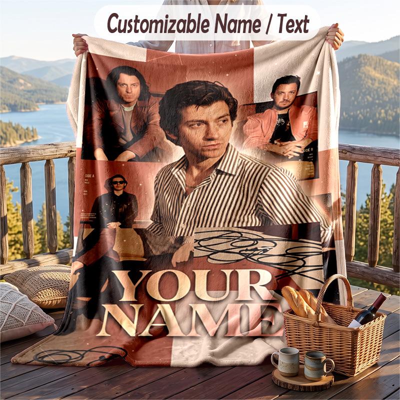 Personalized Flannel Throw Blanket,Arctic Monkeys Custom Printed Name, Cozy Plush Blanket For Home Use