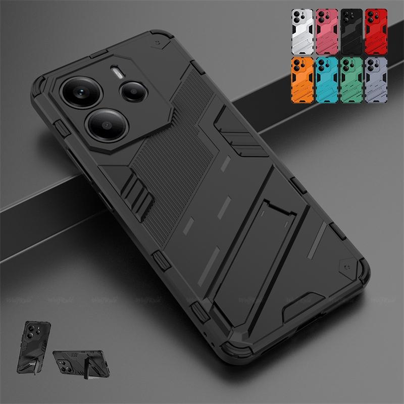

Чехол-накладка для Redmi Note 14 4G Capas PC Armor Противоударный бампер для телефона с держателем Fundas Xiaomi Redmi Note 14 4G Note14 4G(163.25mm) синий