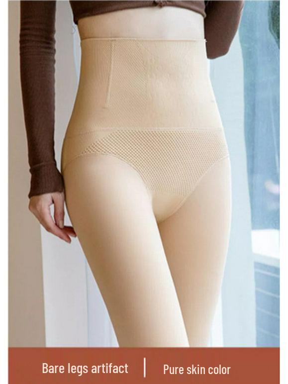 

Леггинсы с высокой талией и контролем живота: Подтягивающие бедра, Колготки выше колена на голую ногу, Нескользящие, 260 г Standard (80—130 jin) - Pantyhose