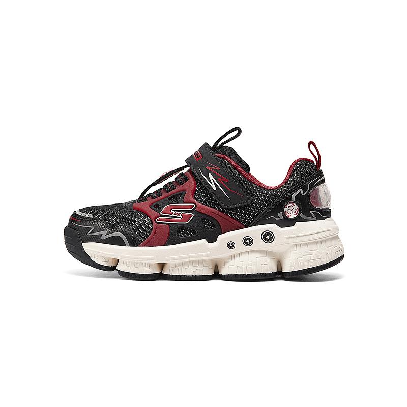 Skechers Kids Mesh Comfortable Lightweight Non-Slip Durable Low-Top Training Shoes Kids sneakers Black Red 407117L-BKRD 27.5