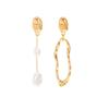 SHIXIN Unique Asymmetry Imitation Pearl Drop Earrings Women Creative Irregular Geometric Pendant Earrings Fashion Jewelry Gift