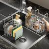 Kitchen Sink Organizer, Stainless Steel Drain Basket, No-Drill Sponge, Brush, and Dishcloth Storage Rack, Sink Hanging Basket
