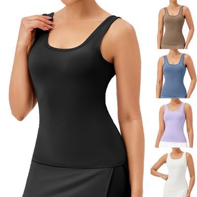 Yoga Sports Tank Top For Women's Slim And Tight Fit Square Neck Fitness Top Sleeveless