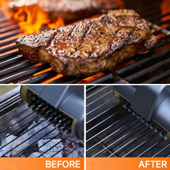 Electric Grill Brush, High Speed Rotating Scrubber with LED Light, Type-C Charging Cordless BBQ Grill Cleaning Brush for Removes Grease