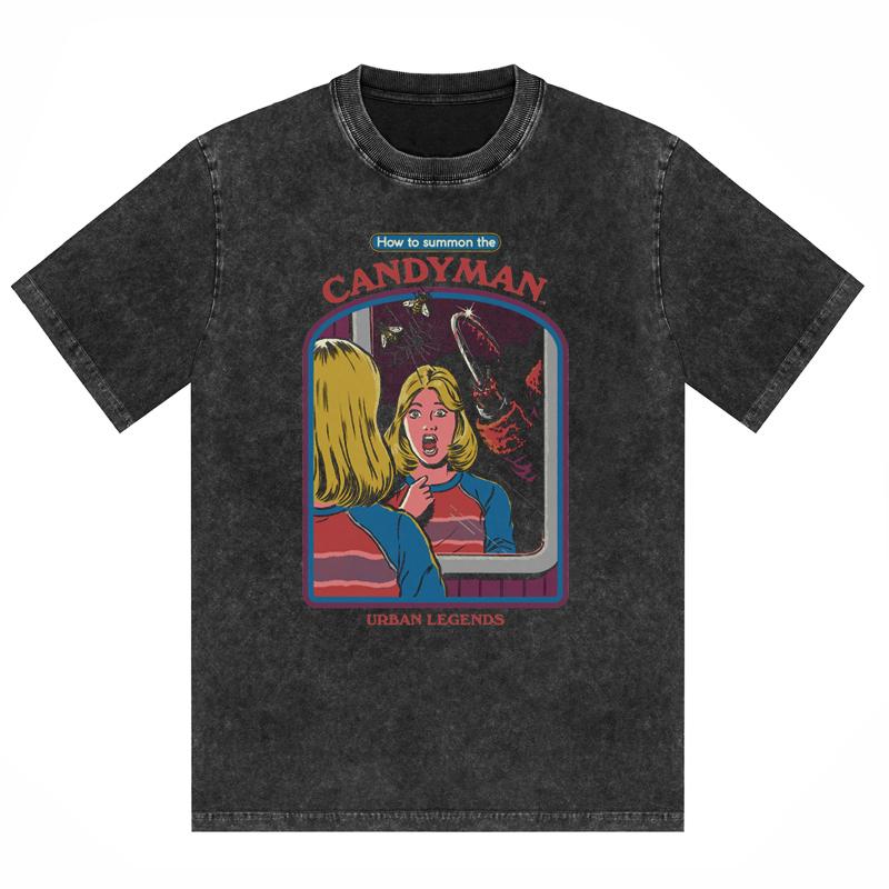 Horror Comic Series Let's Plant A Magical Garden Print T Shirts Vintage Washed Cotton Tees Gift Halloween Clothes