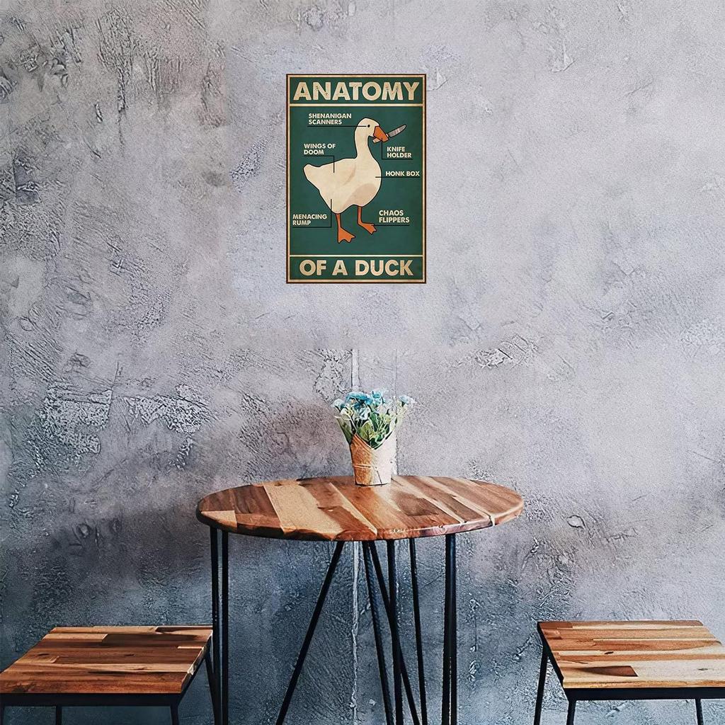 Knowledge Metal Tin Sign Anatomy Of A Duck Retro Poster Restaurant Cafe Living Room Kitchen Bathroom Home Duck Wall Art Decoration Plaque Gift 8x12