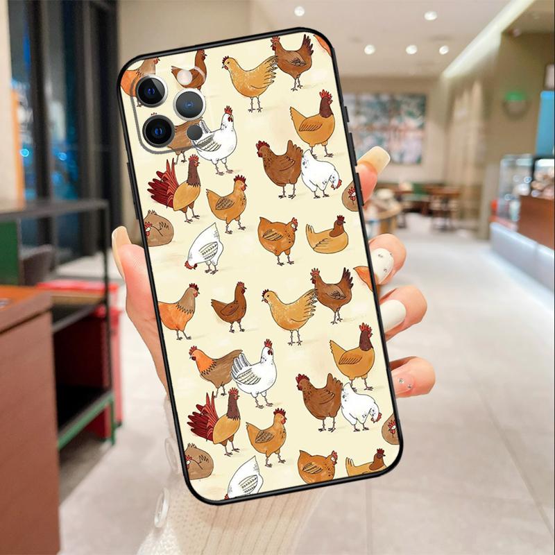 Chicken Pattern Phone Case For iPhone 17 16 15 14 13 12 11 Pro Max Mini 16 Plus 16e 17 Air Protective Cover