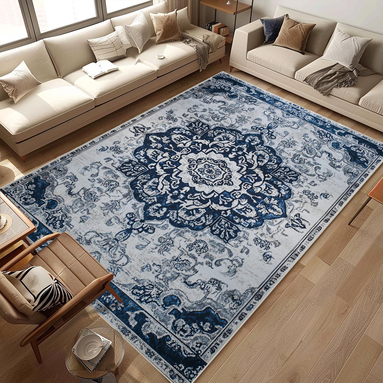 

VIKAMA Bohemian Region Area Carpet Vintage Living Room Bedroom Floor Mat Anti-Slip Door Mat Dining Room Office Home Decoration 40x60cm 16x24inch