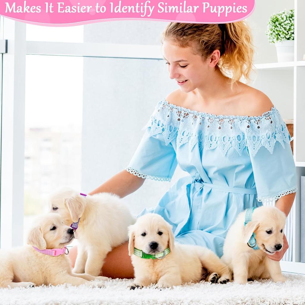 Auidy_6TXD 14pcs Puppy Collars for Litter Adjustable Whelping Puppy Collars Soft Nylon Id Collars for Small Dogs(Medium)