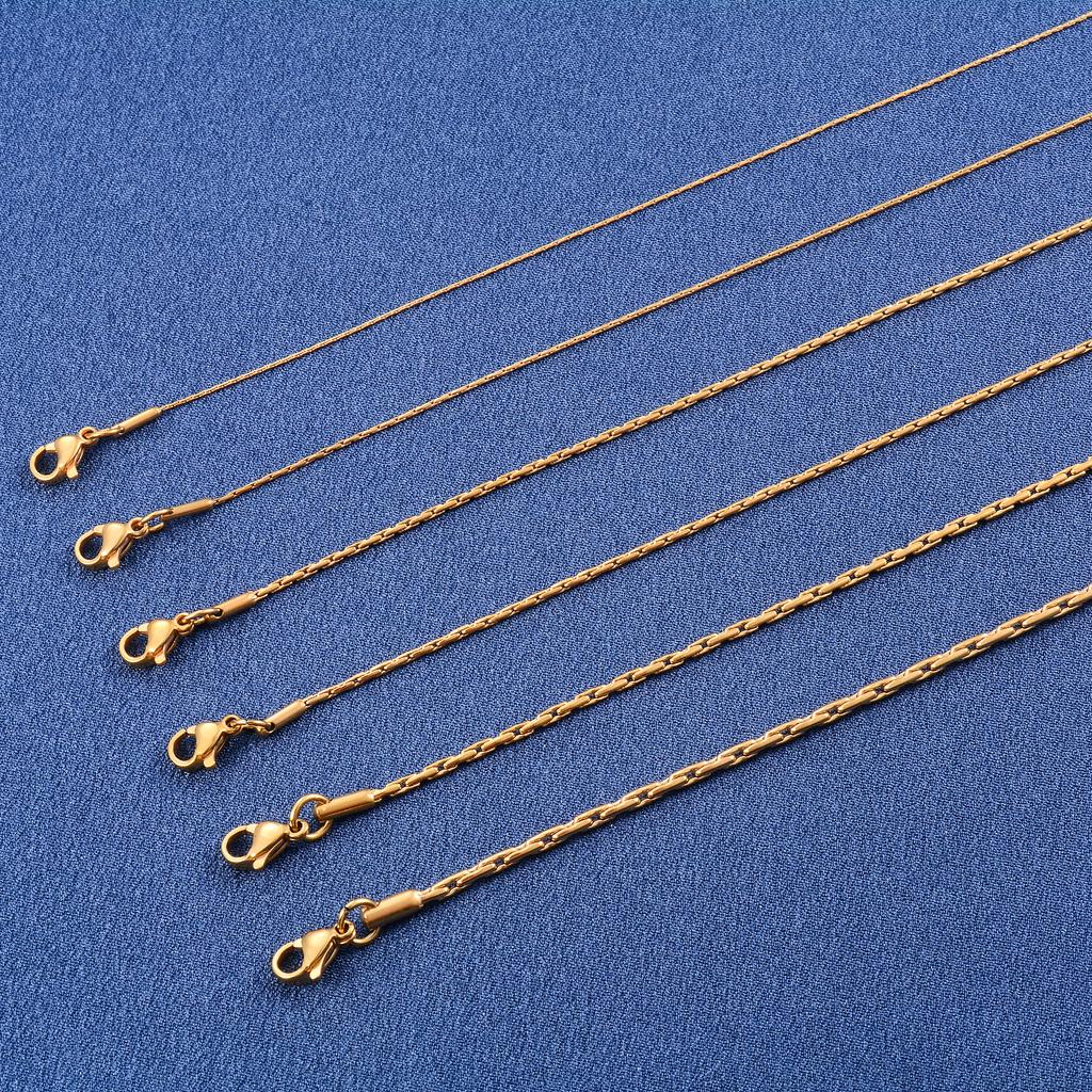 316L Stainless Steel Link Cable Neck Chain Thin Necklace for Women Ladies Gold Color Plated Choker Jewelry Accessories Her Gift