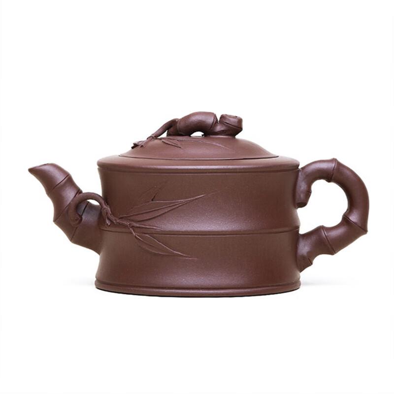 Handcrafted Yixing Zisha Purple Clay Bamboo Teapot