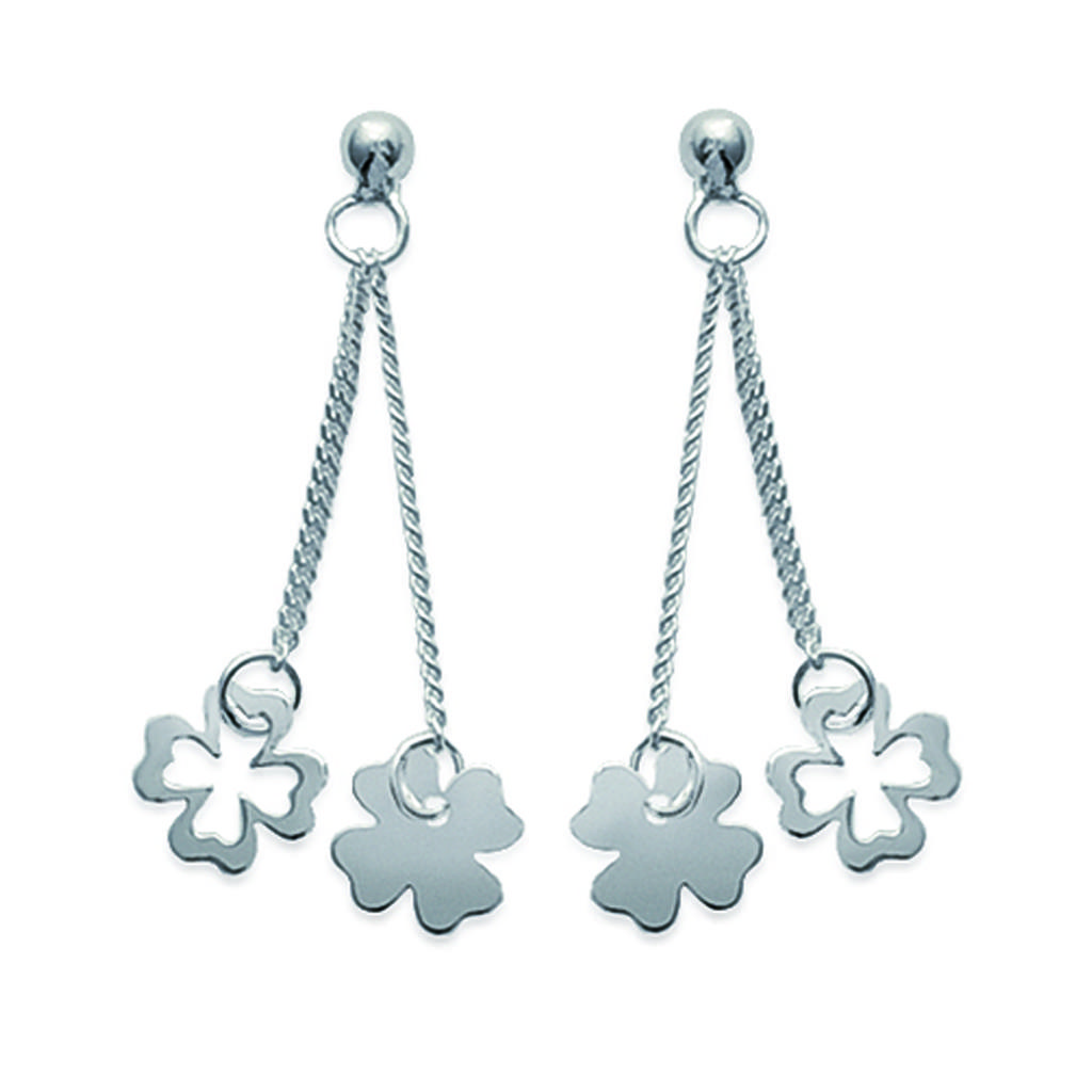 Les Trésors De Lily [F0330] - Silver 'Lucky Charm' Silver Earrings - 33x8 Mm