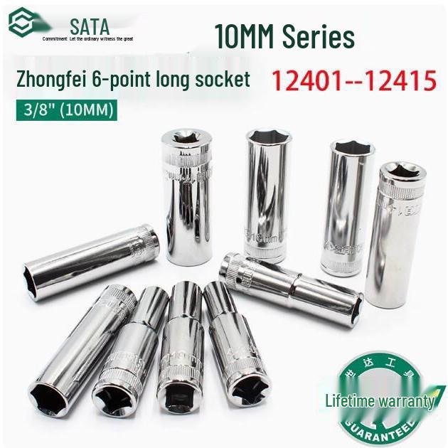 SATA Tools 10MM 6-Point Deep Hex Extension Socket Head (12401-12405) Deep 6-Point Socket 11MM 12404