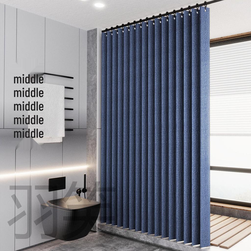 Vattentätt Vikbart Duschdraperi för Toaletter och Badrum, Stansfri Imitation Linne Avdelare.