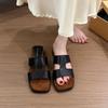 French retro square head platform slippers women wear 2025 new fairy style with skirt seaside sandals