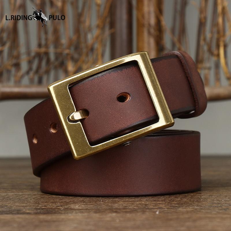 Thickened Genuine Leather Cowhide Belt Men's Genuine Leather Pin Buckle Retro Copper Buckle Casual All-match Belt
