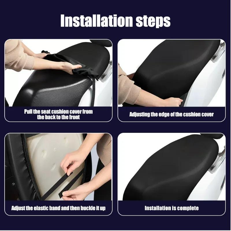 Motorcycle Seat Cushion Cover PU Leather Cushion Sunscreen Cover Waterproof Elastic Motorcycle Seat Accessories Protection