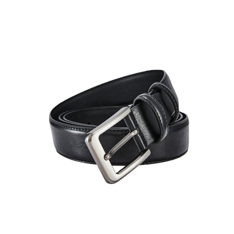Men's Genuine Leather Belt - High-End Business & Casual Style, Needle Buckle, Suitable for Middle-Aged and Young Men.