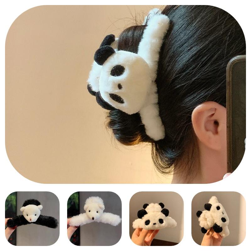 Cute Panda Plush Hair Clip Handcrafted Cartoon Clip For Women's Hairstyles