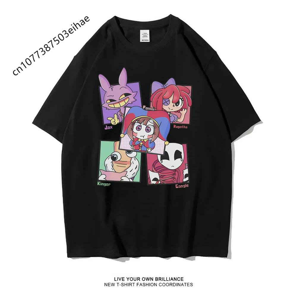 La Fantastica T-shirt Grafica del Circo Digitale Pomni Jax per Adulti e Bambini Universale Poliestere Y2K Streetwear Manica Corta Top Quotidiani