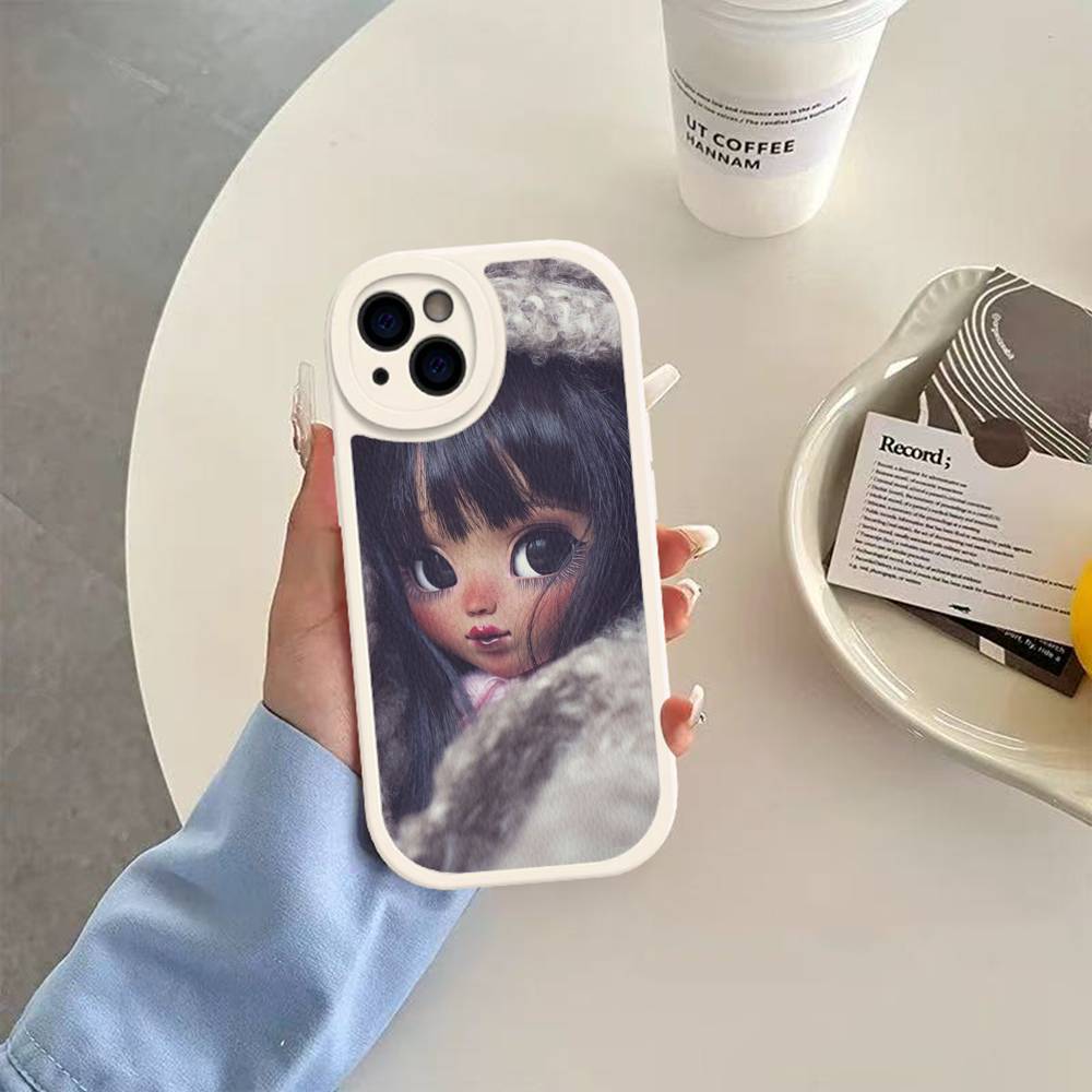 

Dark Cute Girl Doll Leather Phone Case For IPhone 16 16e 15 14 13 12 11 Pro Max Plus Mini Cover iPhone 16 pro