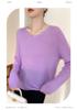 Mulberry Silk V-neck Sweater: Soft, Lightweight Velvet Knit, Women's Loose Fit for Autumn/Winter.
