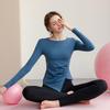 European & American Ruched Waist Long Sleeve Yoga Top - High Stretch Slim Fit