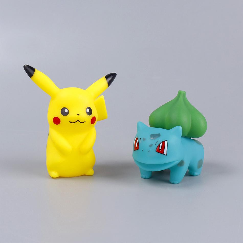 6 Piezas Figuras Anime Pokemon Pikachu Juguetes Modelo Charmander Psyduck Squirtle Jigglypuff Bulbasaur Kawaii Colecciona Muñecos Regalo para Niños