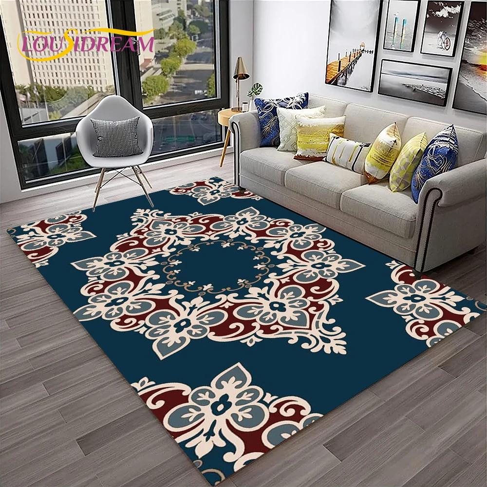 Turkey Bohemian Persian Flower Carpet Rug for Home Living Room Bedroom Sofa Doormat Kitchen Decor,Area Rug Non-slip Floor Mat