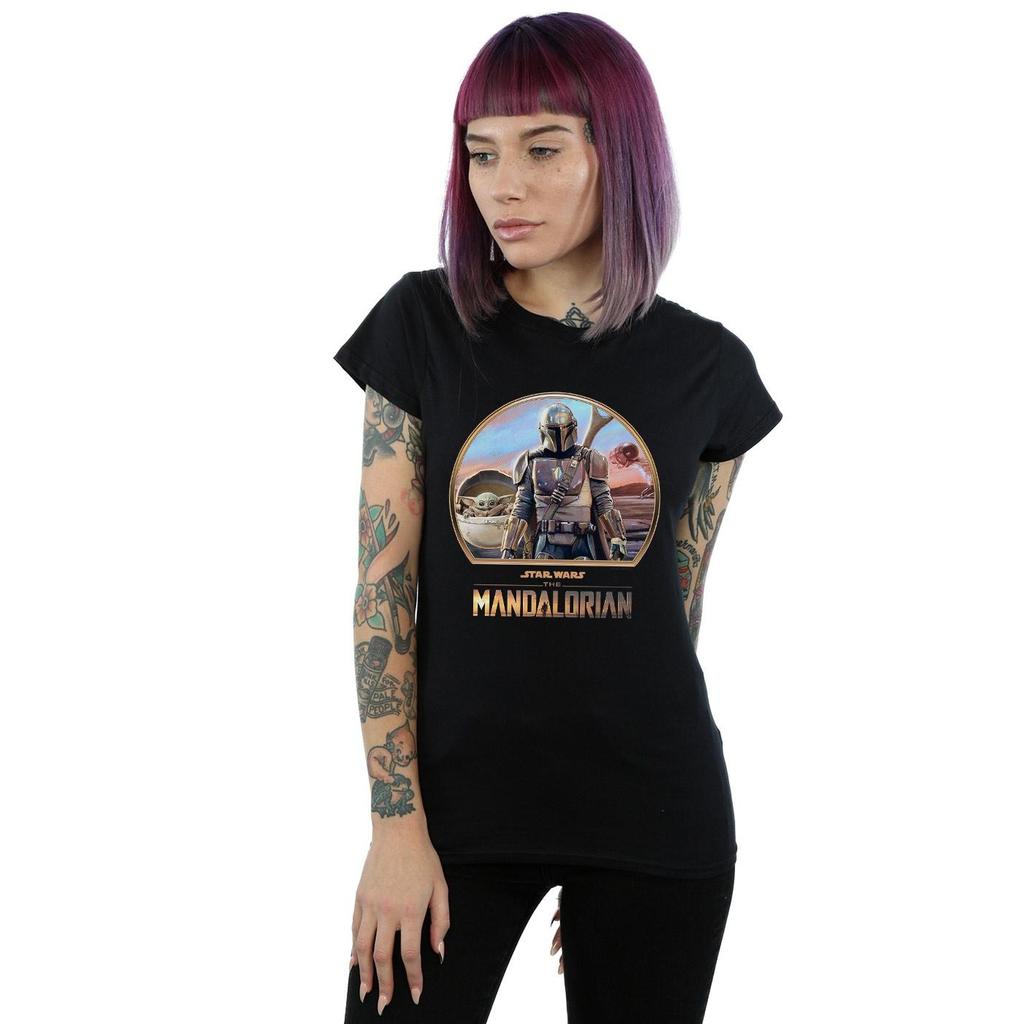 Star Wars Womens/Ladies The Mandalorian Mando And The Child Cotton T-Shirt