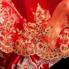Lace Gold Embroidery Red Bridal Veil Gauze Wedding Head Cover Xiuhe Dress Veil  Wedding Photos