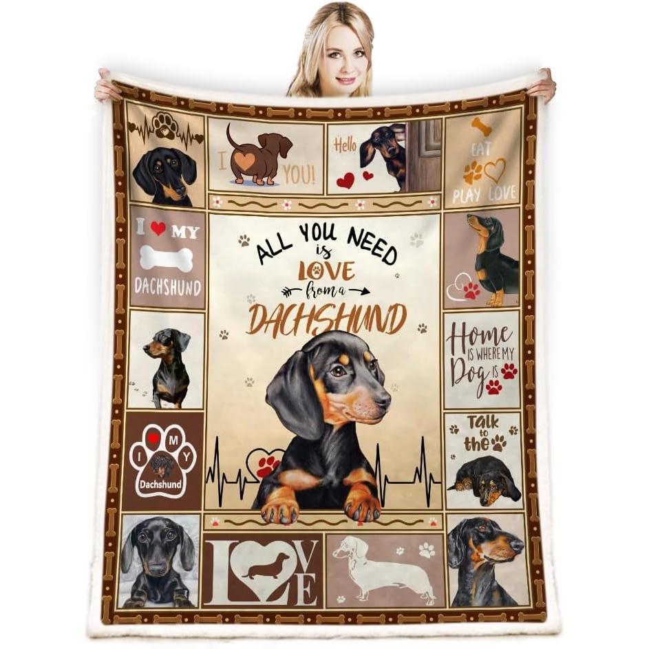 1pc Print Dachshund Weiner Dog Blanket Gifts for Dog Lovers Family Blankets Throw Home Sofa Lunch Break Student Nap Gifts