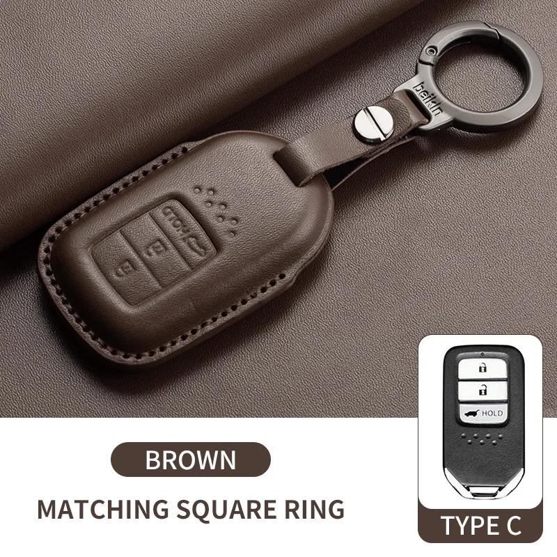 Leather Car Remote Key Case Cover Shell for Honda Civic 11th 2022 for Honda 2022 2023 2024 Civic for Accord CR-V HR-V Pilot