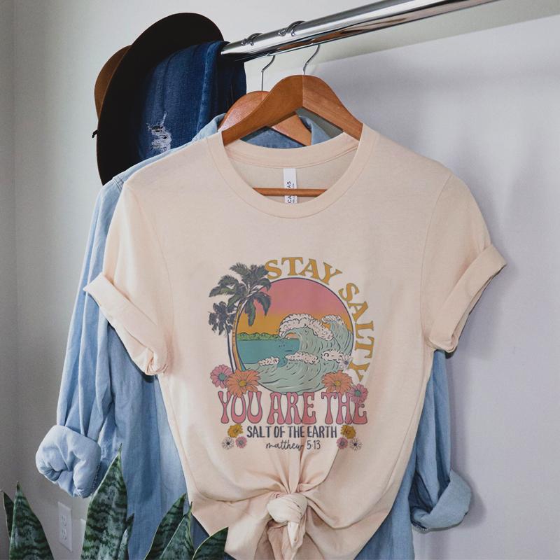 Dam Biblisk Vers T-shirt Vintage Estetik Jesus Tro Grafiska T-shirts Kortärmad Kristna T-shirt Retro Inspirerande Toppar