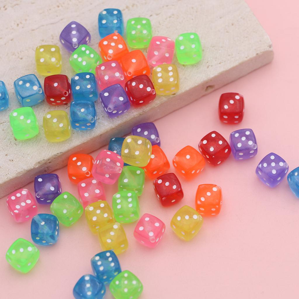 50Pcs Random Mix Colorful 8Mm Dice Beads For Jewelry Making Diy Handmade Necklace Bracelet Key Chain Accessories