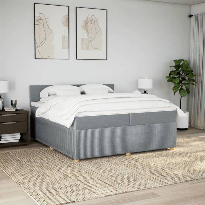 VidaXL Sommier à lattes de lit avec matelas Gris clair 200x200cm Tissu 3287563