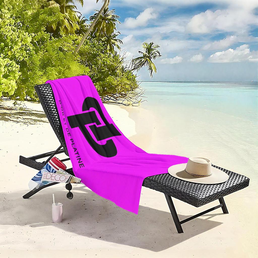 1pc Modern Logo Design - D'or et de Platine 2D Printed Microfiber Beach Towel, quick dry super absorbent. Great for beach, pool