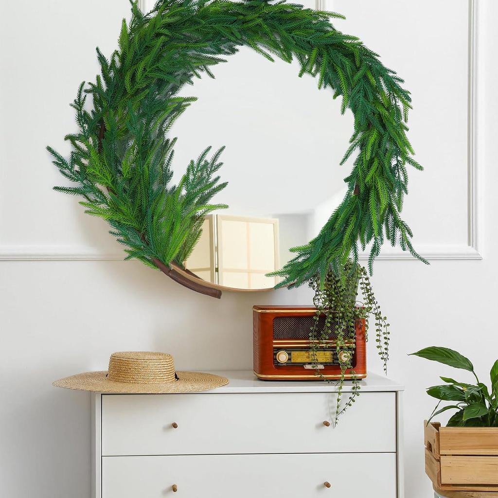 Artificial Christmas Wreath: Soft PE Pine Needles & Cypress with Norfolk Pine Greenery