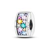 Multi Color Charms Fit Fashion Original Bracelets 925 Silver Colorful Zircon Rainbow Bead Love Heart Clip Charm DIY Jewelry