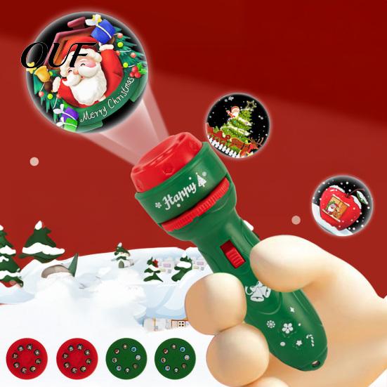 Handheld LED Projector Lamp Kids Christmas Flashlight with 24/32 Patterns, Cartoon Projection Torch, Santa Claus Pattern Light Educational Films, Boys
