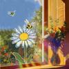 Cartoon Little Bee Daisy Balcony Home Decoration Glass Doors and Windows Static Window Stickers
