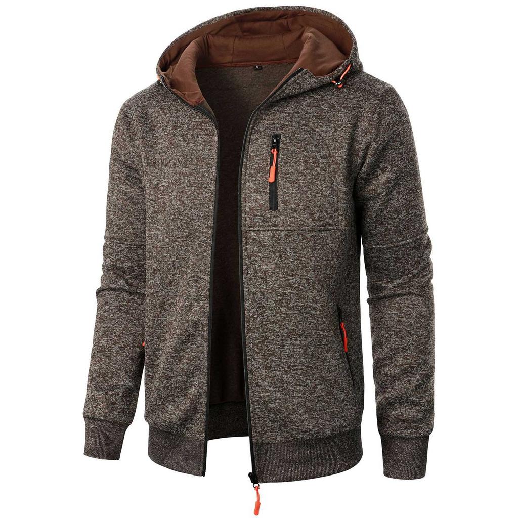Men's Autumn And Winter Sports Leisure Jacquard Hoodie Crdigan Hoodie Zipper Sweater Knit Cardigan With Pockets Men's Clothing