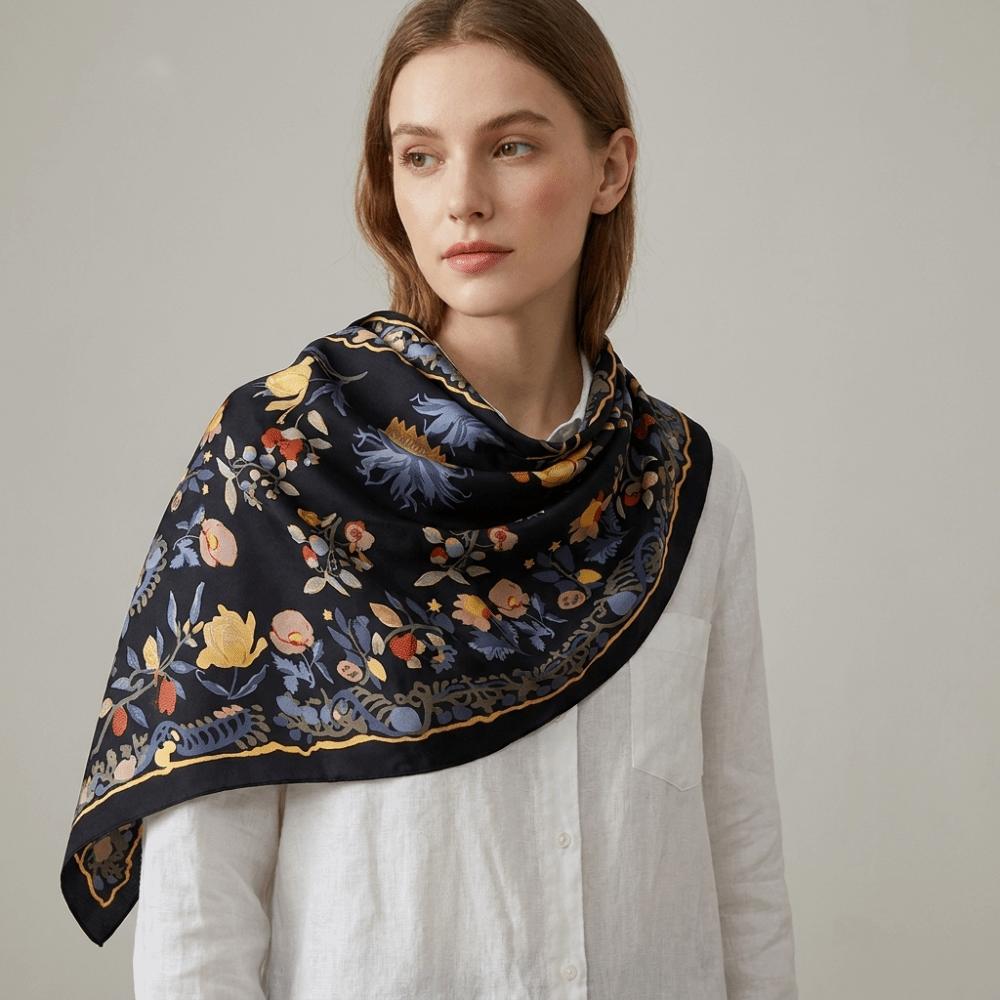 Floral Print Women's Necktie Imitation Silk Decorative Headscarf Floral Triangle Scarf  Travel