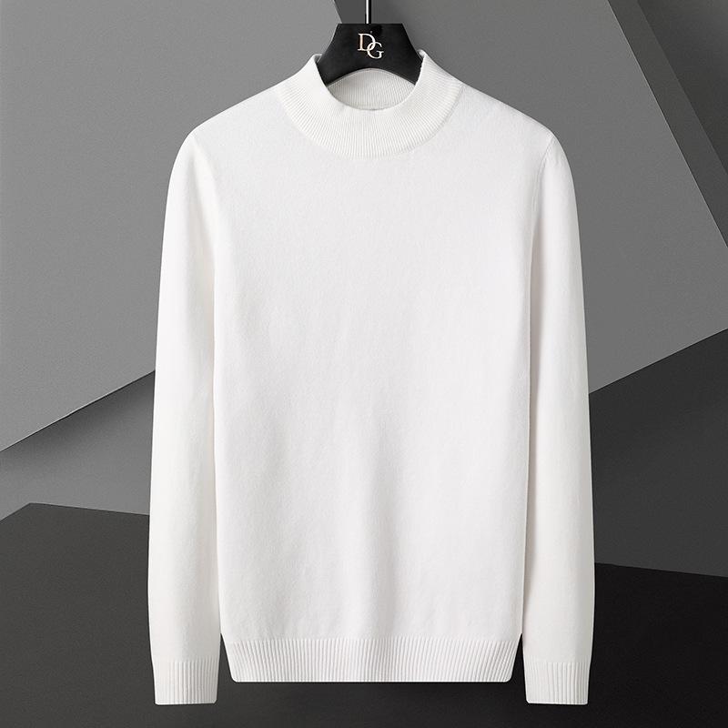 Men's Autumn/Winter Slim Fit Woolen Pullover - Half High Neck Knitted Sweater