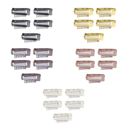 5Pcs Wig Clip with Safety Pin 10-Teeth Hair Extension Snap Clip Heavy Duty Metal Invisible Wig Securing Comb Chunni Dupatta Setting Clip