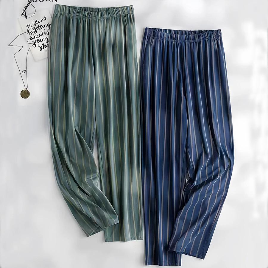 Pantaloni Pigiama a Quadri in Puro Cotone da Uomo - Larghi, Taglie Forti, Leggeri per Primavera, Estate e Autunno.