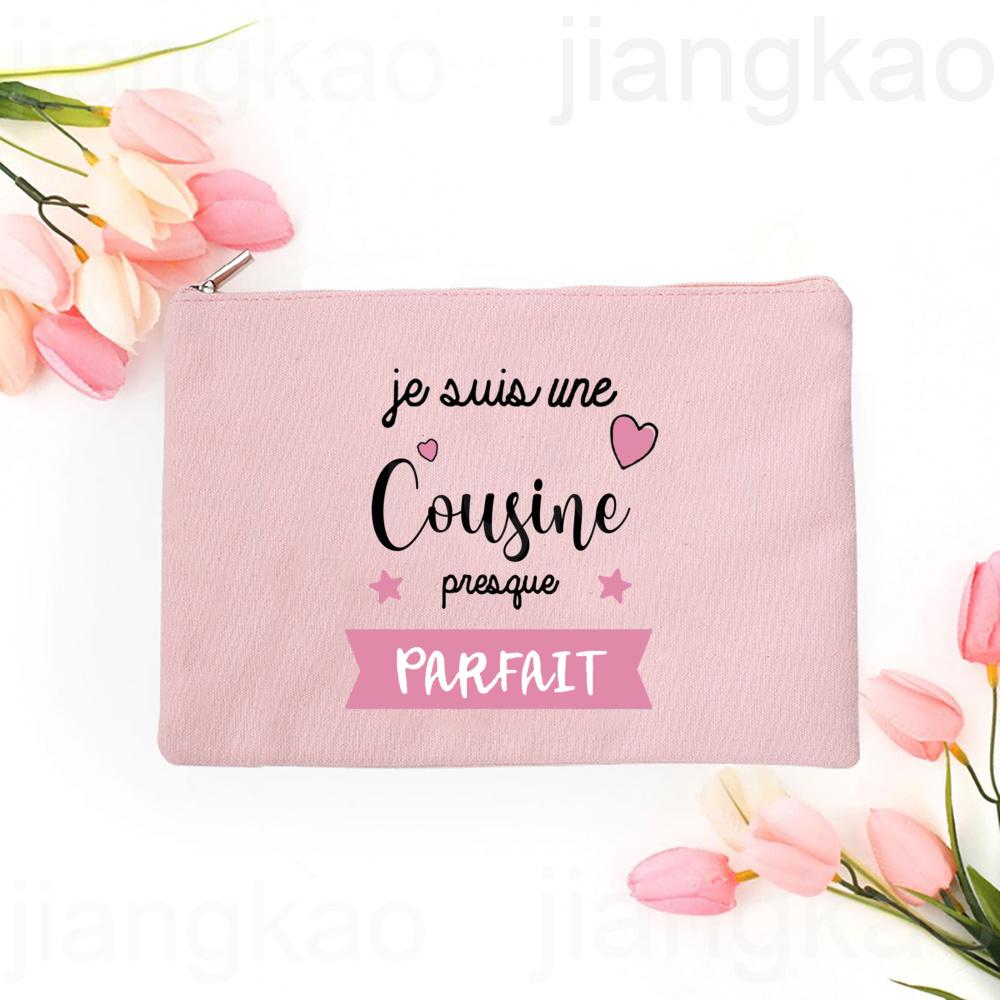 Best Cousin In The World French Print Makeup Bag Pouch Women Travel Neceser Toiletry Storage Bags Cosmetic Bag Gift for Cousins