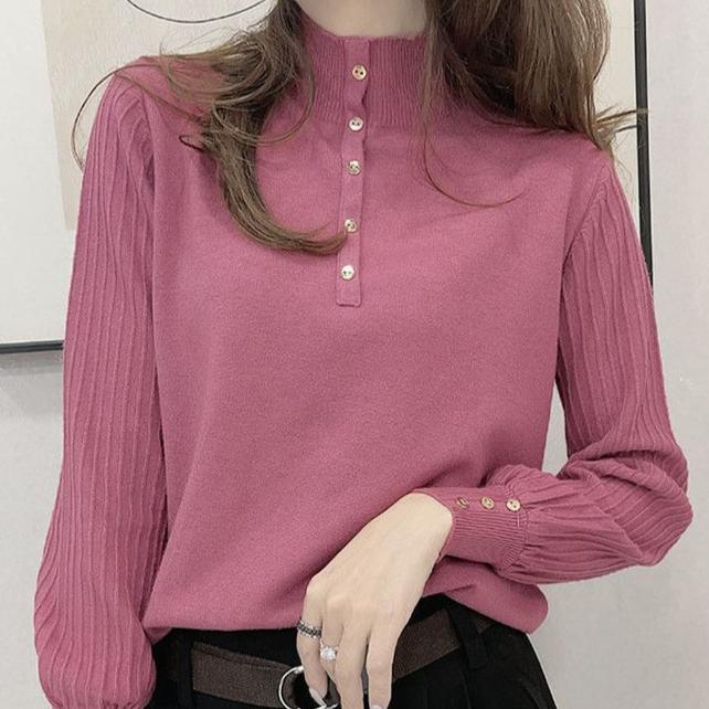 Autumn Winter Pure Wool Sweater Women's Half High Neck Pullover Casual Knit Tops Fashion Warm Plus Size Female Sweaters