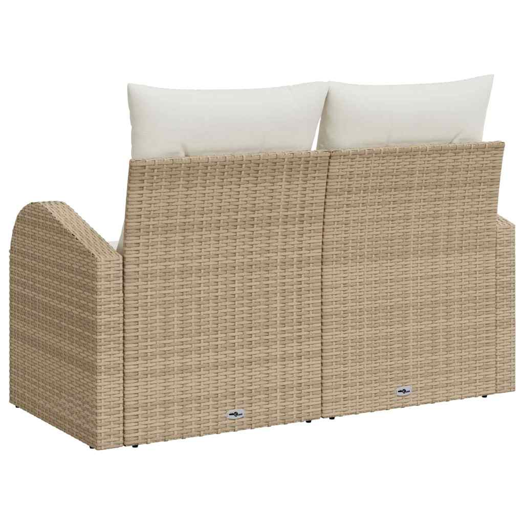 Garden Sofa with Cushions Beige 124 X 62 X 69 Cm Poly Rattan